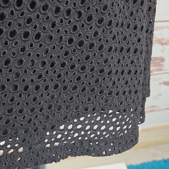 Belle by Badgley Mischka Sophia Eyelet Halter Mini Dress Black Size 10 - Picture 6 of 10